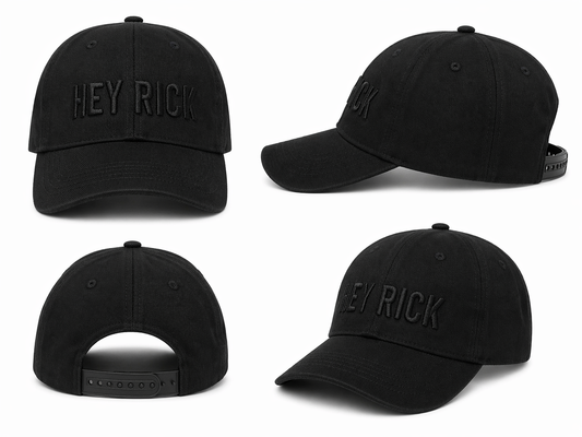 HEY RICK Black on Black Cap